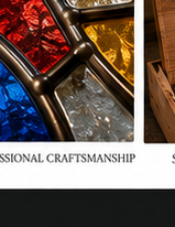 Close-up craftsmanship detail for a custom stained glass commission