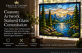 Custom artwork stained glass commission displayed in natural light
