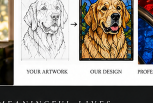 Customer artwork transformed into a stained glass design concept