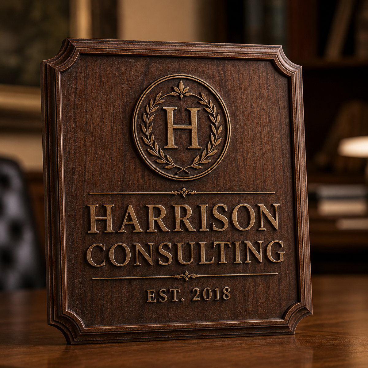 Personalized Harrison Consulting business office plaque
