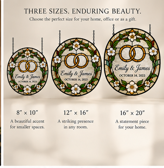 Size guide for personalized heritage stained glass panels