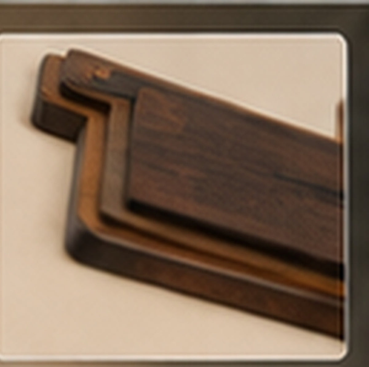 Close-up of engraved Scripture and personalization on layered wood blessing cross