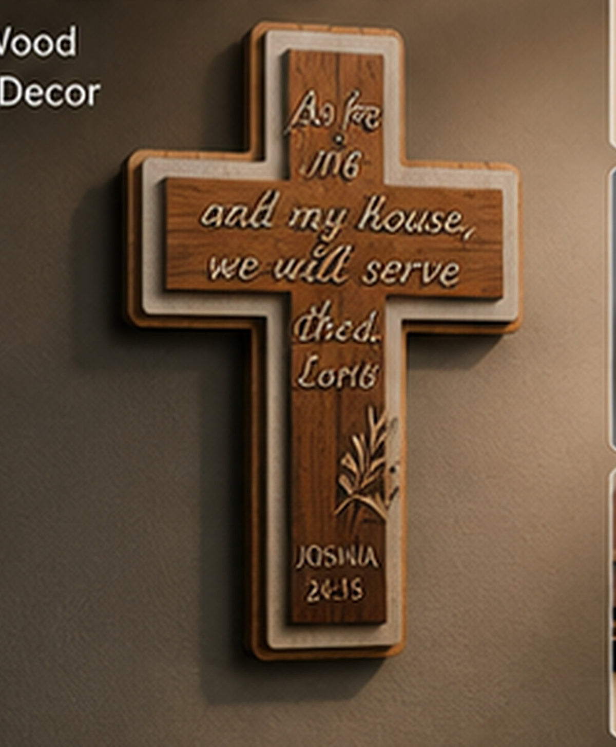Personalized layered wood Home Blessing Cross with engraved Scripture and family personalization