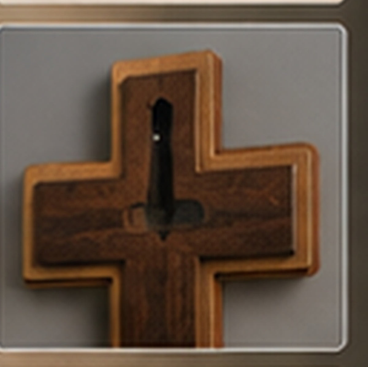 Dimensional layered relief and edge detail of personalized wood Home Blessing Cross