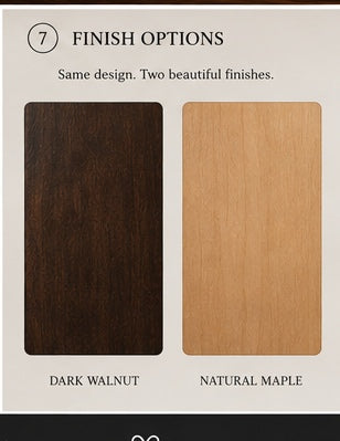 Dark Walnut and Natural wood finish options for personalized military shadow box