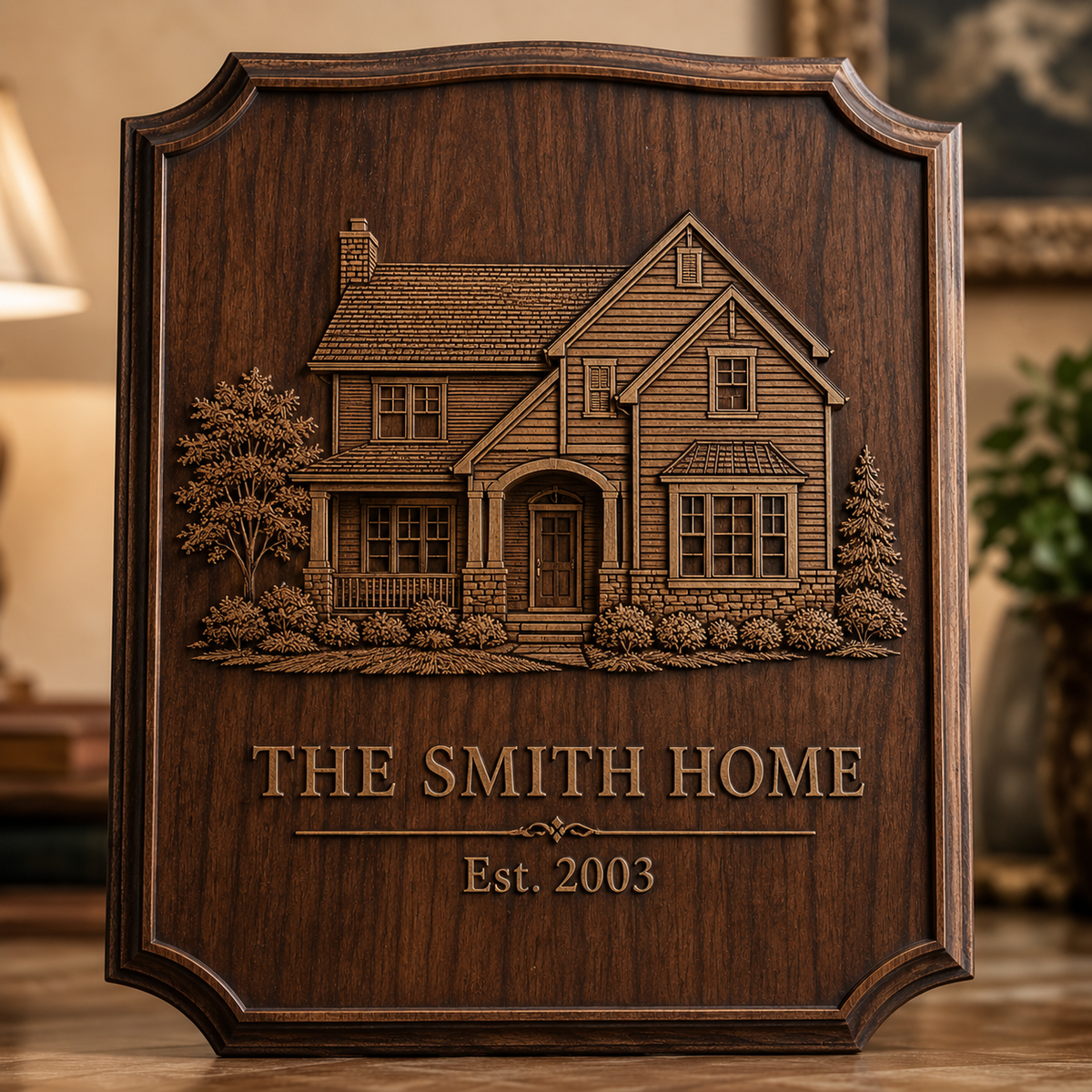 Personalized Smith home portrait heirloom plaque